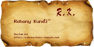 Rohony Kunó névjegykártya